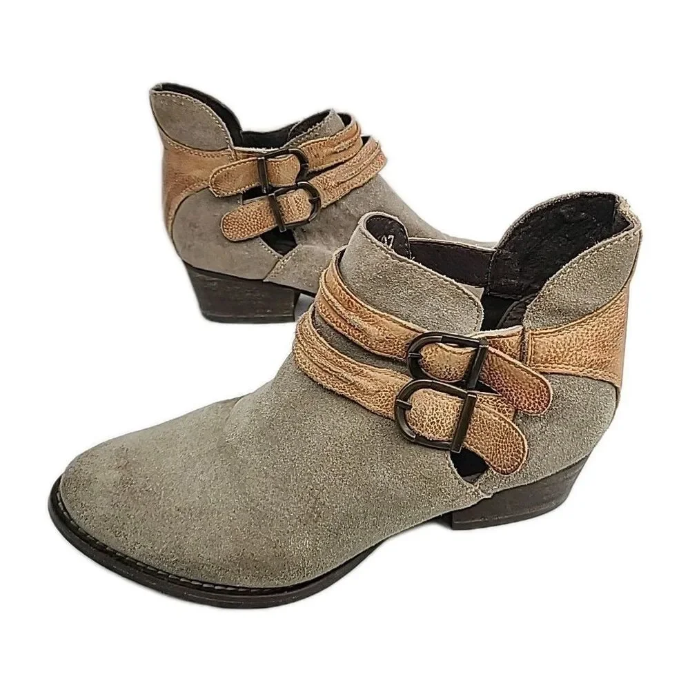 Rebels by Anthropologie Ankle Boots Womens Sz 7 Calista Two Tone Leather Buckle
